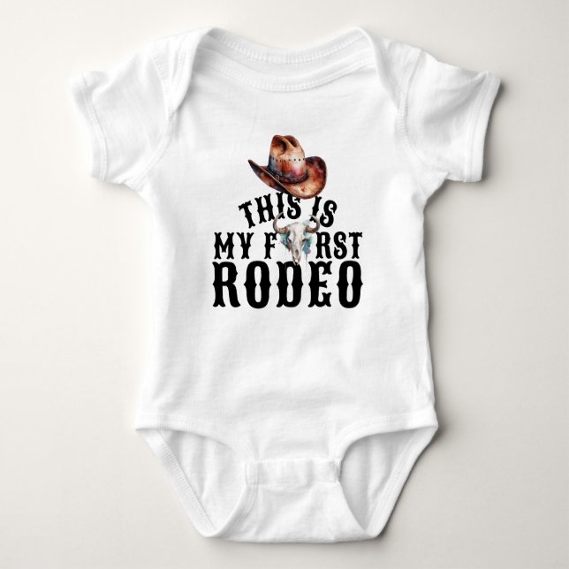 Body Para Bebé Primer Rodeo Gorra Cow Skull (Anverso)