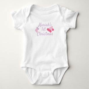 Body Para Bebé Primer sombrero de Santa y calcetín rosa para bebé