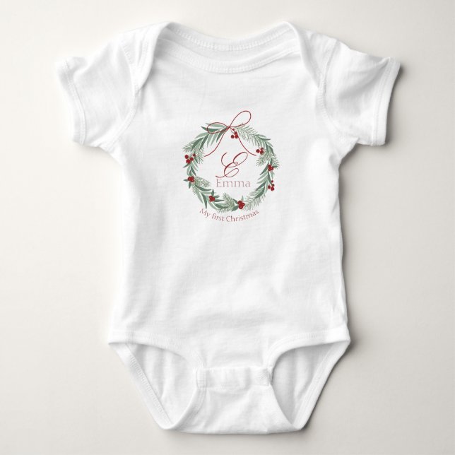 Body Para Bebé Primer traje de bebé de Navidad personalizado (Anverso)