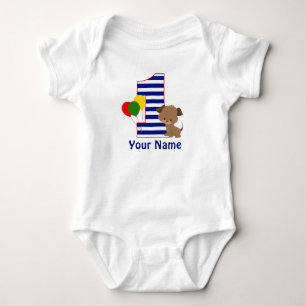 Body Para Bebé Primera camiseta de BIrthday de la primera franja