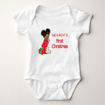 Primera camiseta de ChristmaT para una bebé afroam