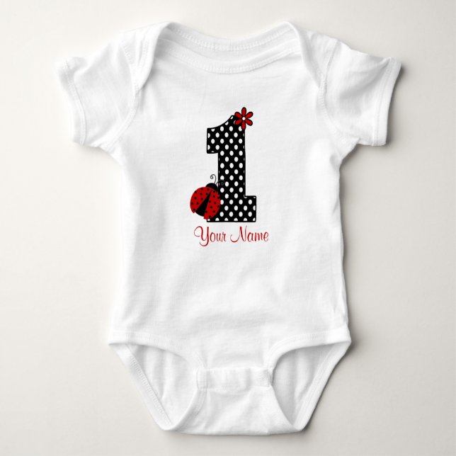 Body Para Bebé Primera camiseta de cumpleaños de Ladybug (Anverso)