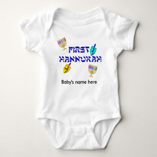 Body Para Bebé Primera camiseta del personalizar de Hannukah