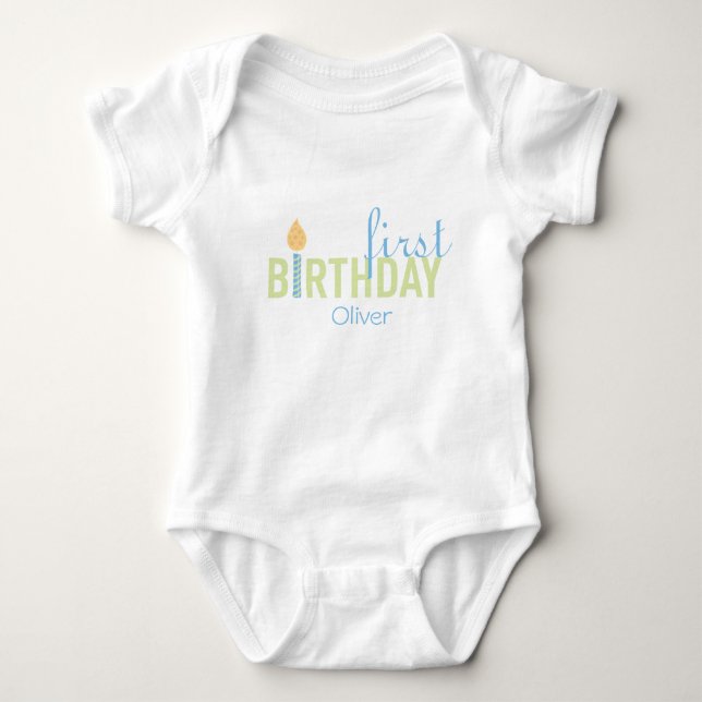 Body Para Bebé Primera camiseta para bebé por cumpleaños (Anverso)