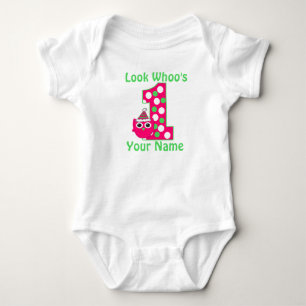 Body Para Bebé Primera camiseta personalizada de Búho Chica Birth