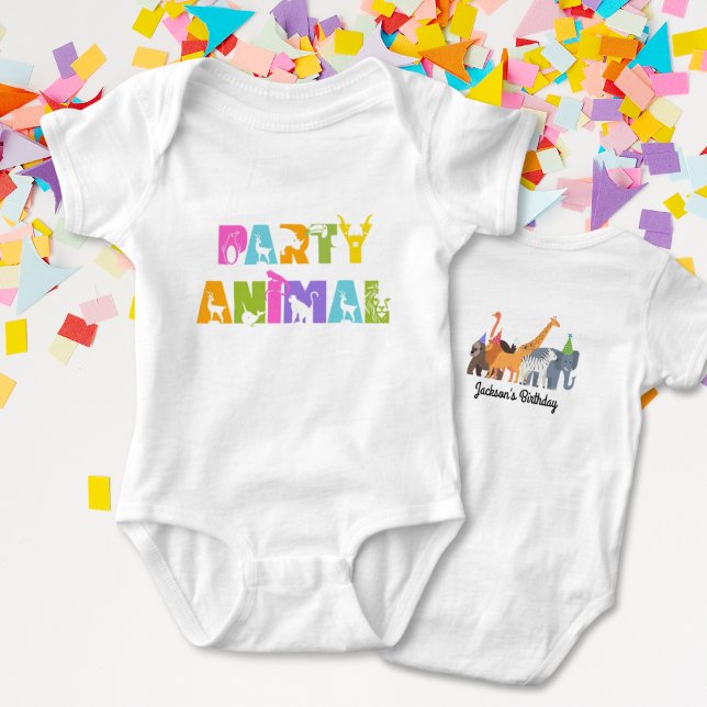 Body Para Bebé Primera fiesta de cumpleaños Safari Animal Traje d (Party Animal First Birthday Bodysuit One Piece for Baby's Wild One First Birthday)