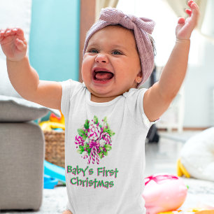 Body Para Bebé Primera fiesta navideña del bebé personalizado