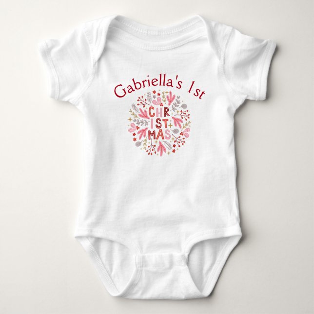 Body Para Bebé Primera Navidad de Bebé Personalizable para Niña (Anverso)