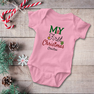 Body Para Bebé Primera Navidad de la Bebé con Nombre