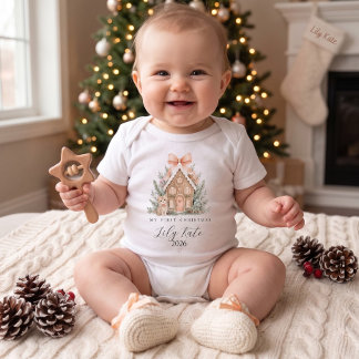 Body Para Bebé Primera Navidad de la Bebé Personalizada, niña