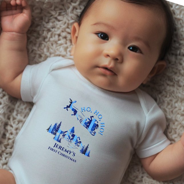 Body Para Bebé Primera Navidad de Papá Noel Azul Agregar Nombre (Subido por el creador)