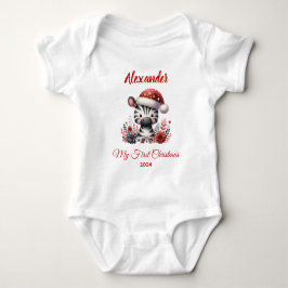 Body Para Bebé Primera Navidad del bebé cebra personalizada linda