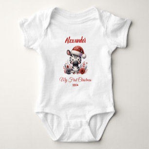 Body Para Bebé Primera Navidad del bebé cebra personalizada linda