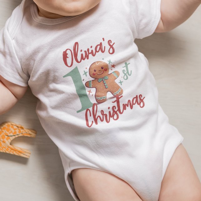 Body Para Bebé Primera Navidad del bebé de Gingerbread personaliz (Subido por el creador)
