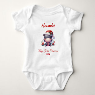 Body Para Bebé Primera Navidad del bebé hipopótamo lindo personal
