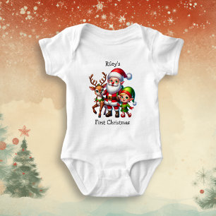 Body Para Bebé Primera Navidad del Bebé Personalizada