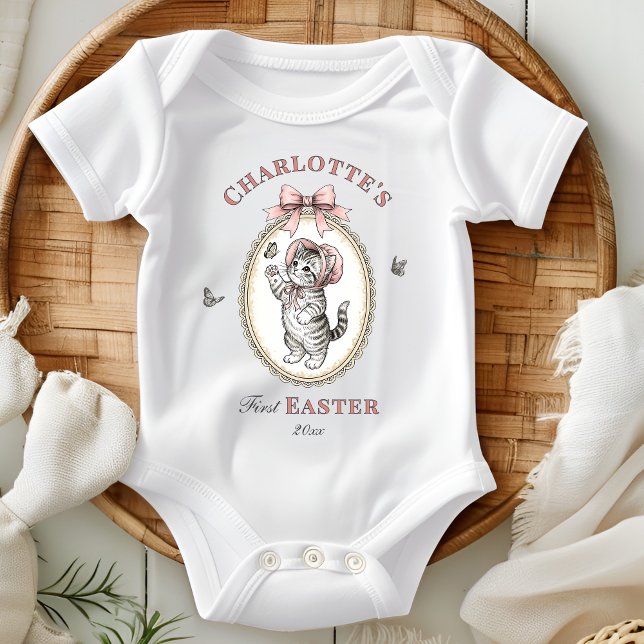 Body Para Bebé Primera Pascua de la Bebé Personalizada (Personalized Baby Girl First Easter Baby Bodysuit)