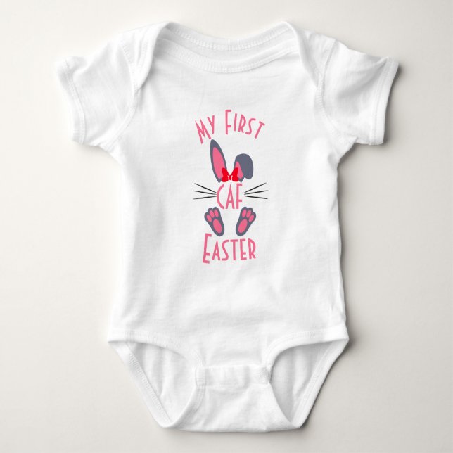 Body Para Bebé Primera Pascua Rosa Monogramada (Anverso)