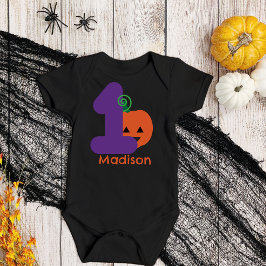 Body Para Bebé Primero Halloween Naranja Púrpura Personalizado