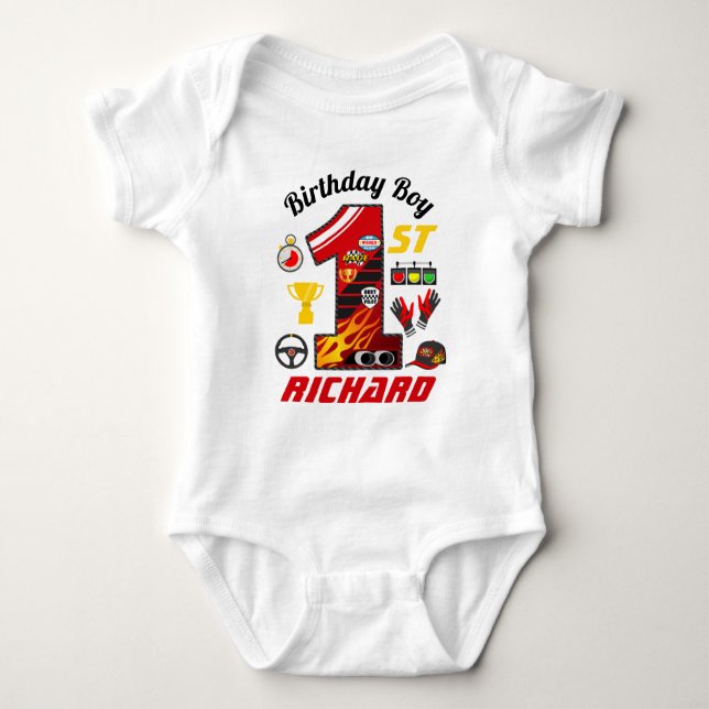 Body Para Bebé Primeros coches de cumpleaños | Nacimiento de Carr (Anverso)