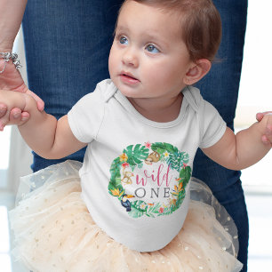 Body Para Bebé Primeros cumpleaños de los animales de la selva fl