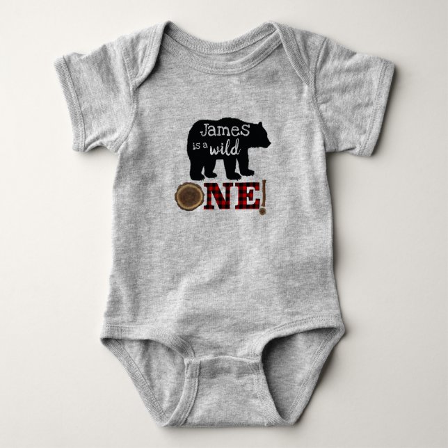 Body Para Bebé Primeros niños de cumpleaños Lumberjack Romper (Anverso)