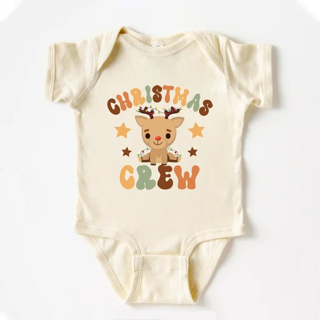 Body Para Bebé Primo de Navidad Retro Tripulación de Renos Cuesto (Retro First Christmas Cousin Crew Cute Reindeer Baby Bodysuit)