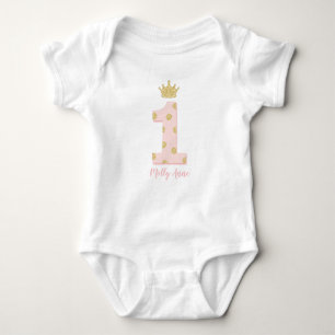 Body Para Bebé Princesa 1.ᵉʳ primer cumpleaños Rosa y Oro