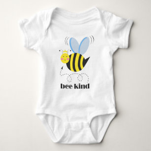 Body Para Bebé Princesa abeja feliz con corona y lema Sé amable