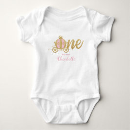 Body Para Bebé Princesa Carriage, Purpurina de oro rosado, primer