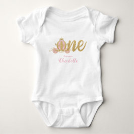 Body Para Bebé Princesa Carriage, Purpurina de oro rosado, primer