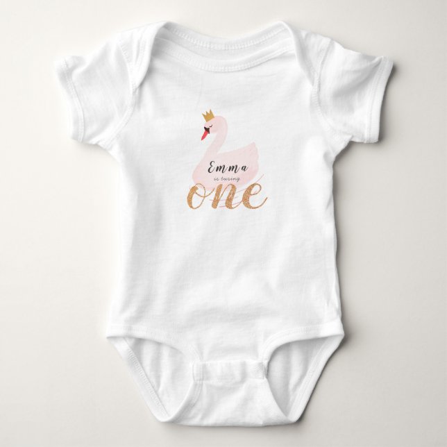 Body Para Bebé Princesa Cisne Cumpleaños niña 1 año (Anverso)