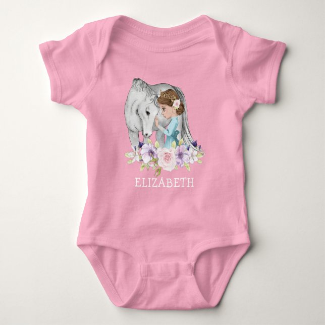 Body Para Bebé Princesa con traje de Recién nacido de caballo (Anverso)