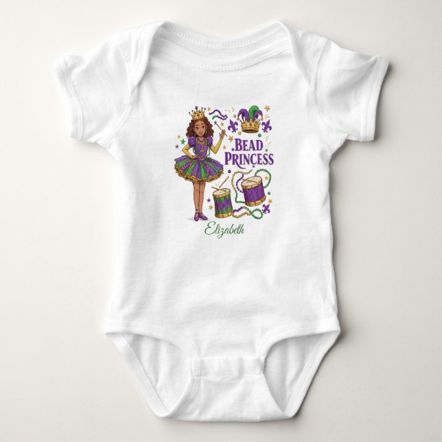 Body Para Bebé Princesa de abalorios personalizada - Mardi Gras (Anverso)