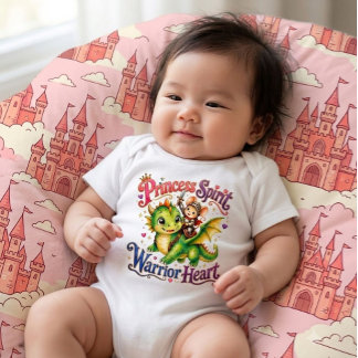 Body Para Bebé Princesa Espíritu Guerrera Corazón Dragón y Ratón