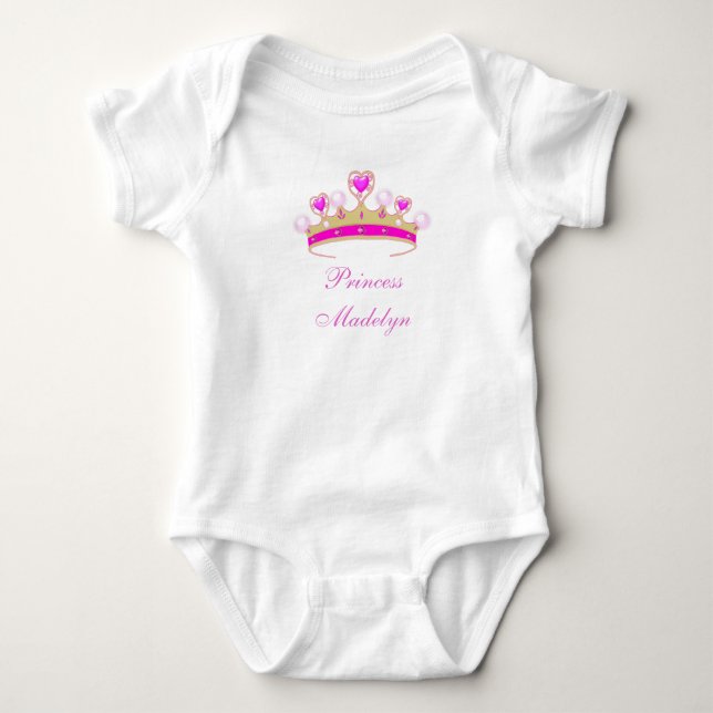 Body Para Bebé Princesa Orgánica Madelyn, Tee de Bebé Crown, Añad (Anverso)