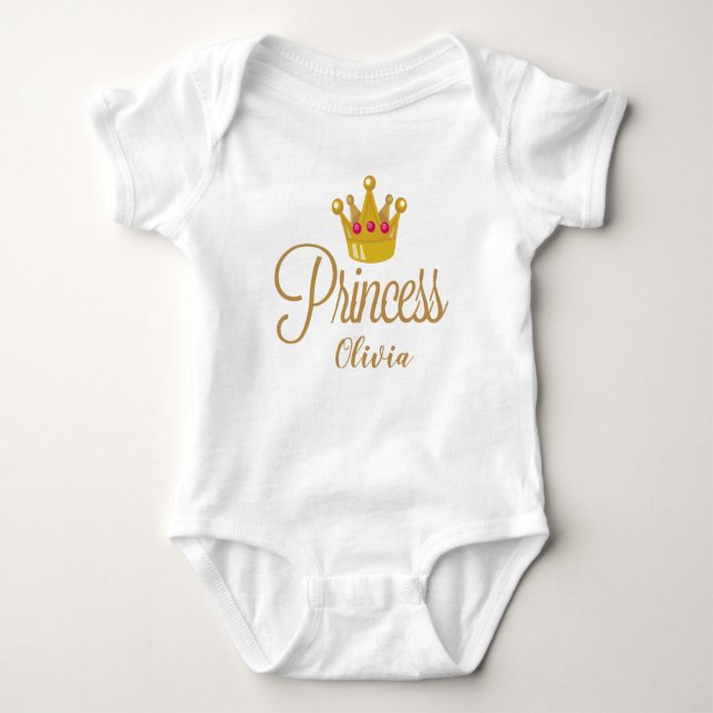 Body Para Bebé Princesa personalizada (primer o último nombre par (Anverso)
