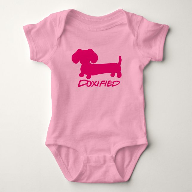 Body Para Bebé Princesa Rosa Dachshund Doxix Bebé One Piece (Anverso)