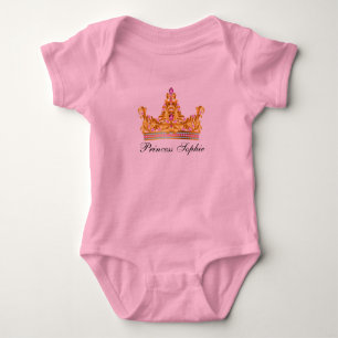 Body Para Bebé Princesa Tiara Dorada Rosa Tutú Enterizo Niña Bebé