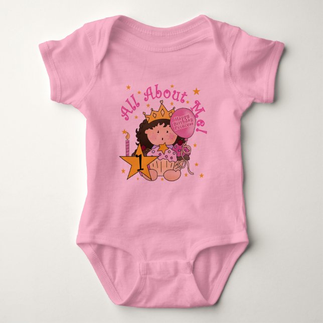 Body Para Bebé Princesa todo sobre mí primera camiseta de cumplea (Anverso)
