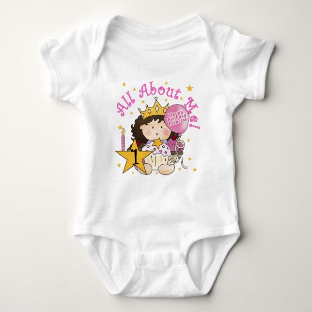 Body Para Bebé Princesa todo sobre mí primera camiseta de cumplea (Anverso)
