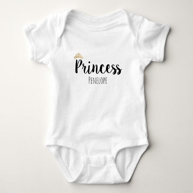 Body Para Bebé Princess Black Script Font Crown (Anverso)