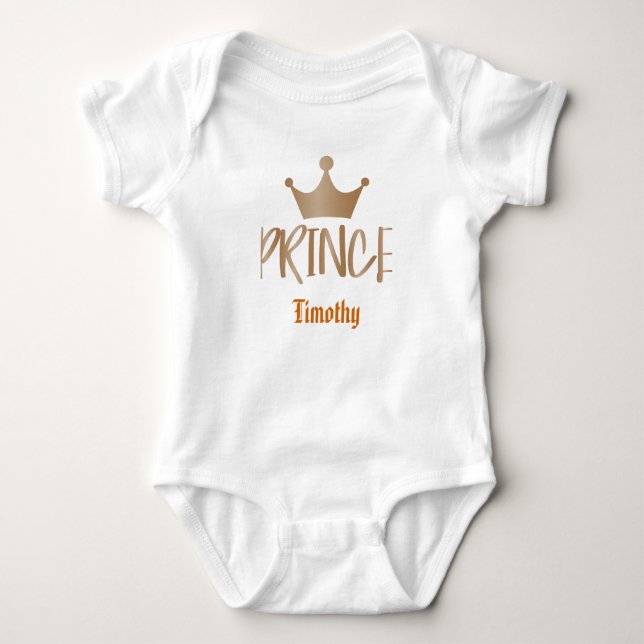 Body Para Bebé Príncipe con corona y texto editable (Anverso)