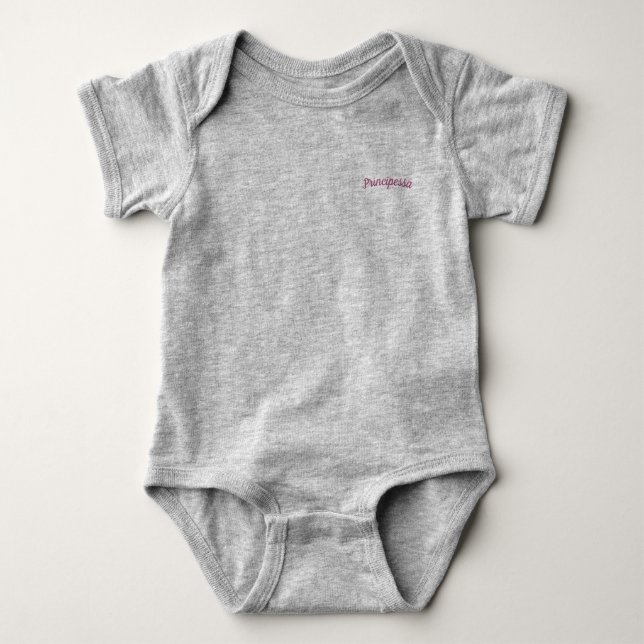 Body Para Bebé Principessa / Princesa Baby Bodysuit, Gris (Anverso)