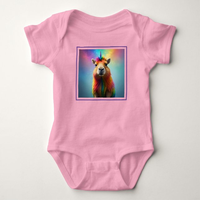 Body Para Bebé Prismhorn: El Capybaraicorn del Arcoíris (Anverso)