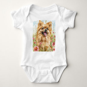 Body Para Bebé Protegido por Bodysuit de Cachorro Pomerania