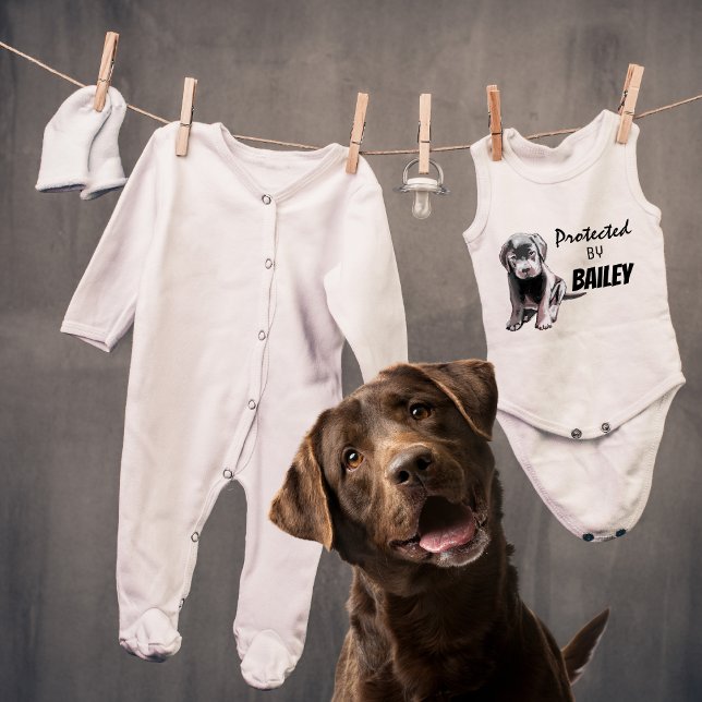 Body Para Bebé Protegido por el nombre del perro acuarela (Subido por el creador)