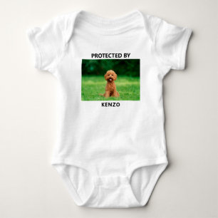 Body Para Bebé Protegido por foto de mascota divertida personaliz