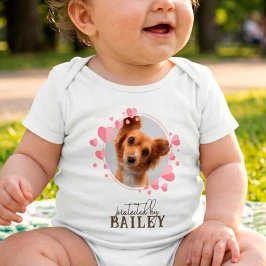 Body Para Bebé Protegido por Perro Corazones Rosas Foto Personali