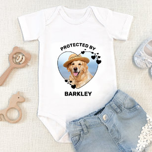Body Para Bebé Protegido Por Perro Cute Personalizado Foto Mascot